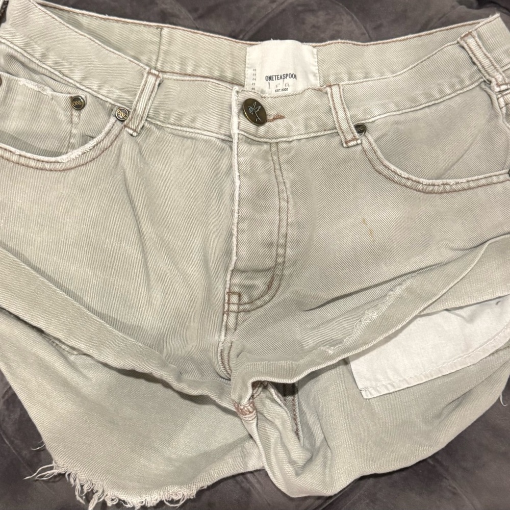 One Teaspoon Light Gray Denim Shorts
